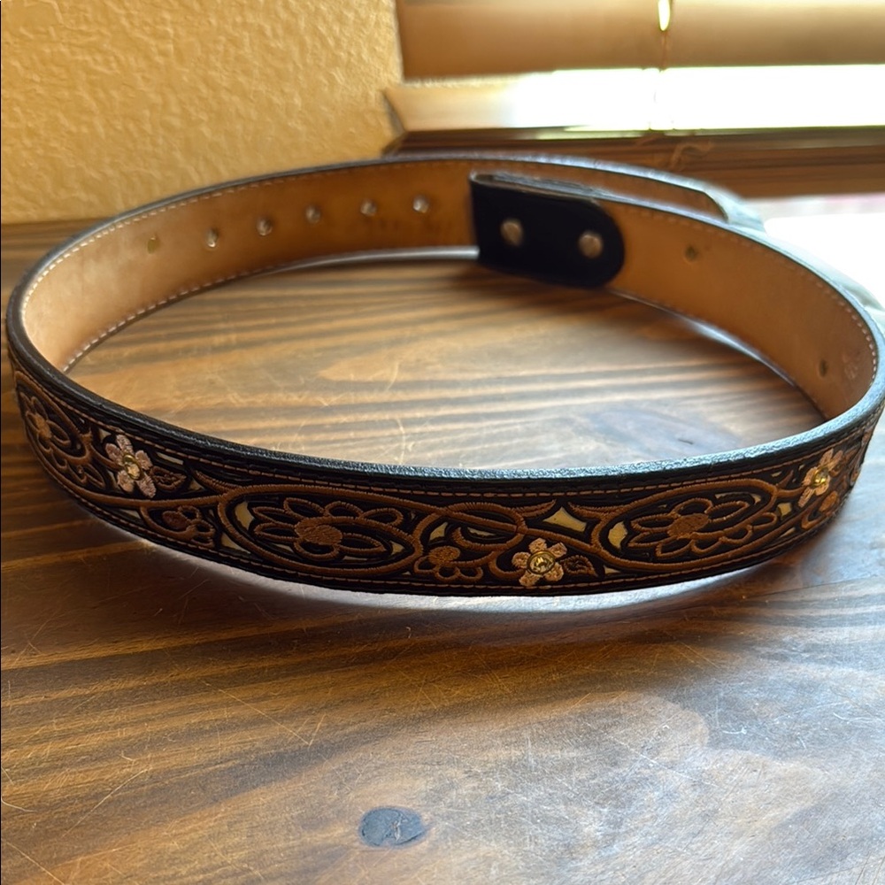 Embroidered Black and Brown Belt